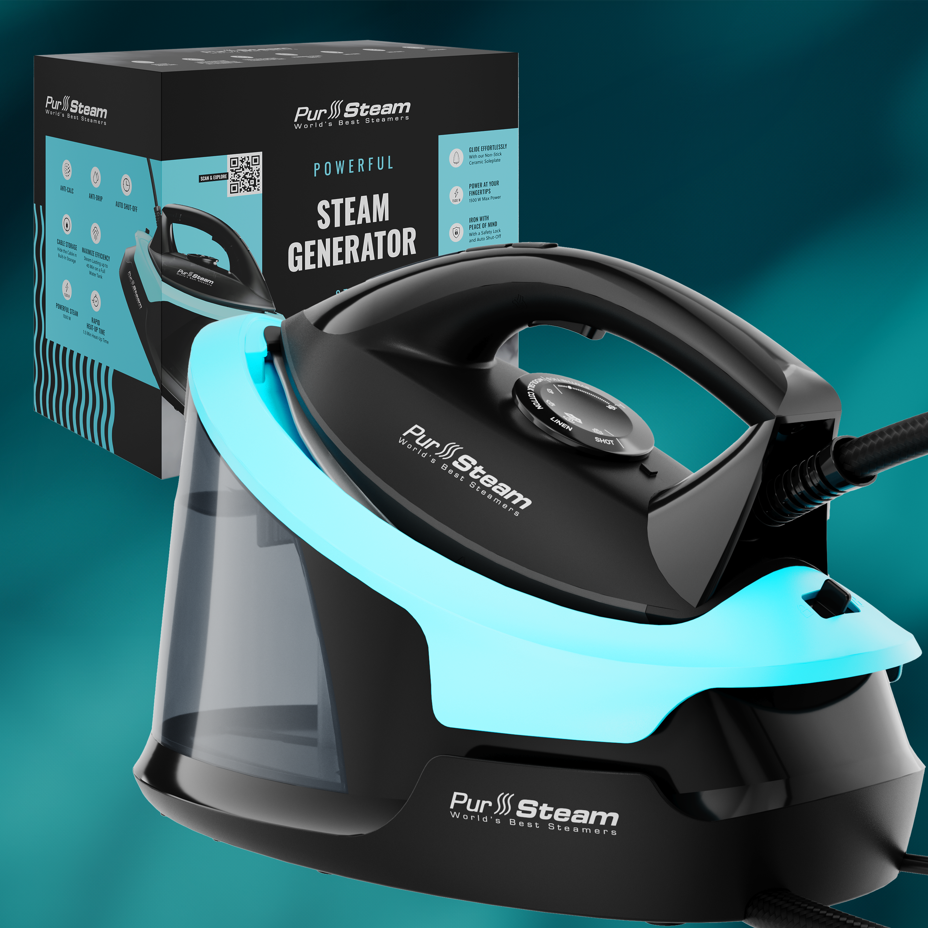PurSteam Steam Station Max Ceramic Soleplate Steam Iron