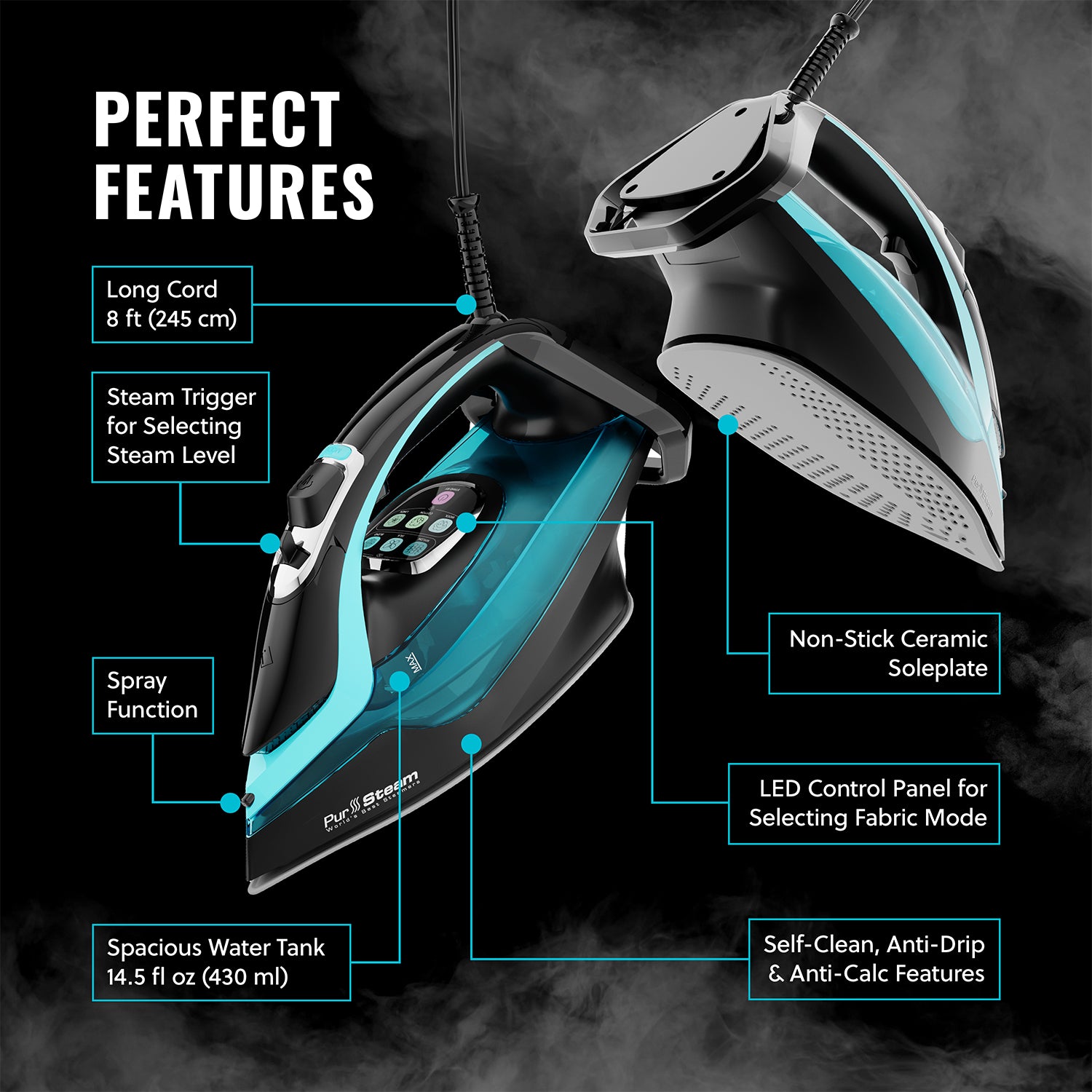 PurSteam SteamTech Elite 1750W Steam Iron