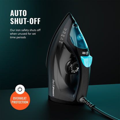 PurSteam 1200W Professional Steam Iron, Burst/Spray & Non-Stick Soleplate, Auto Shut-Off