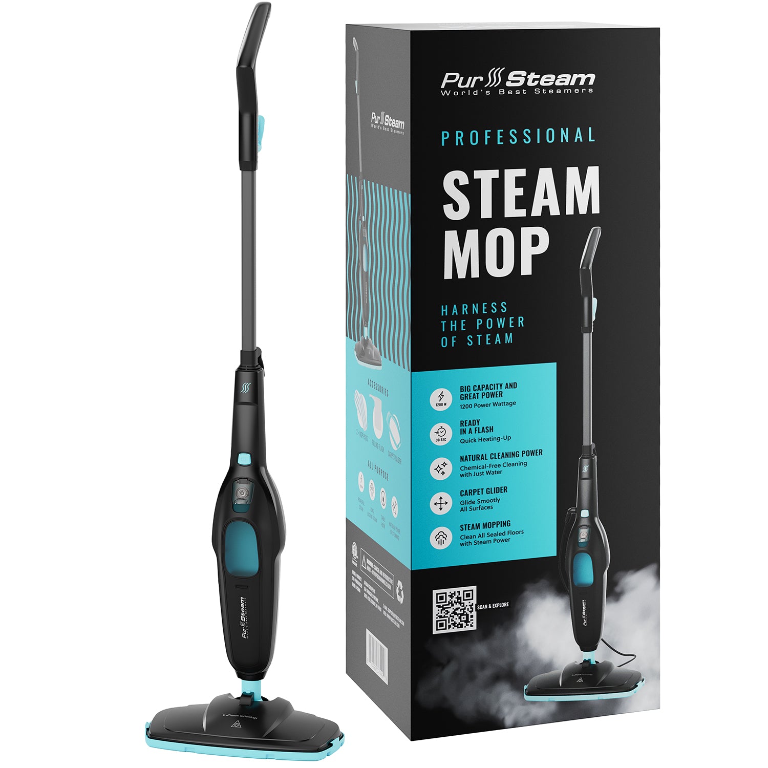 PurSteam Professional Steam Mop | Multi-Surface Floor Cleaner for Hard