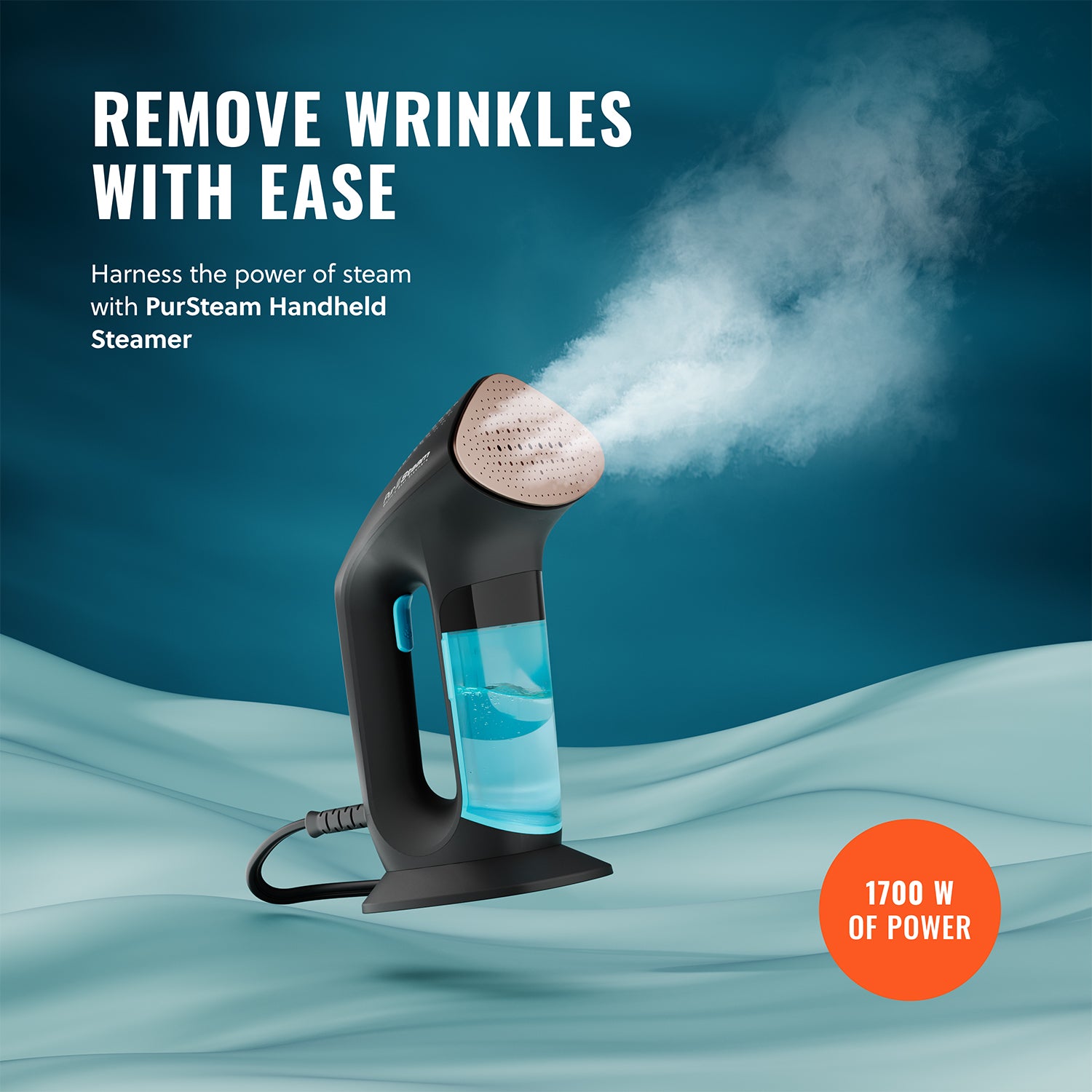 PurSteam Handheld Garment Steamer for Clothes – Powerful Wrinkle Remover with 3 Steam Settings, Large Removable Water Tank, and Fast Heat-Up – Portable Fabric Steamer for Home & Travel