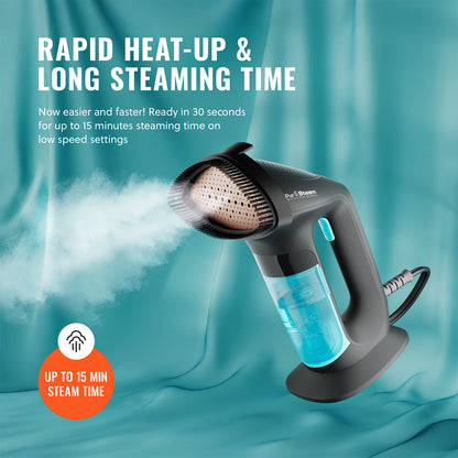 PurSteam Handheld Garment Steamer for Clothes – Powerful Wrinkle Remover with 3 Steam Settings, Large Removable Water Tank, and Fast Heat-Up – Portable Fabric Steamer for Home & Travel