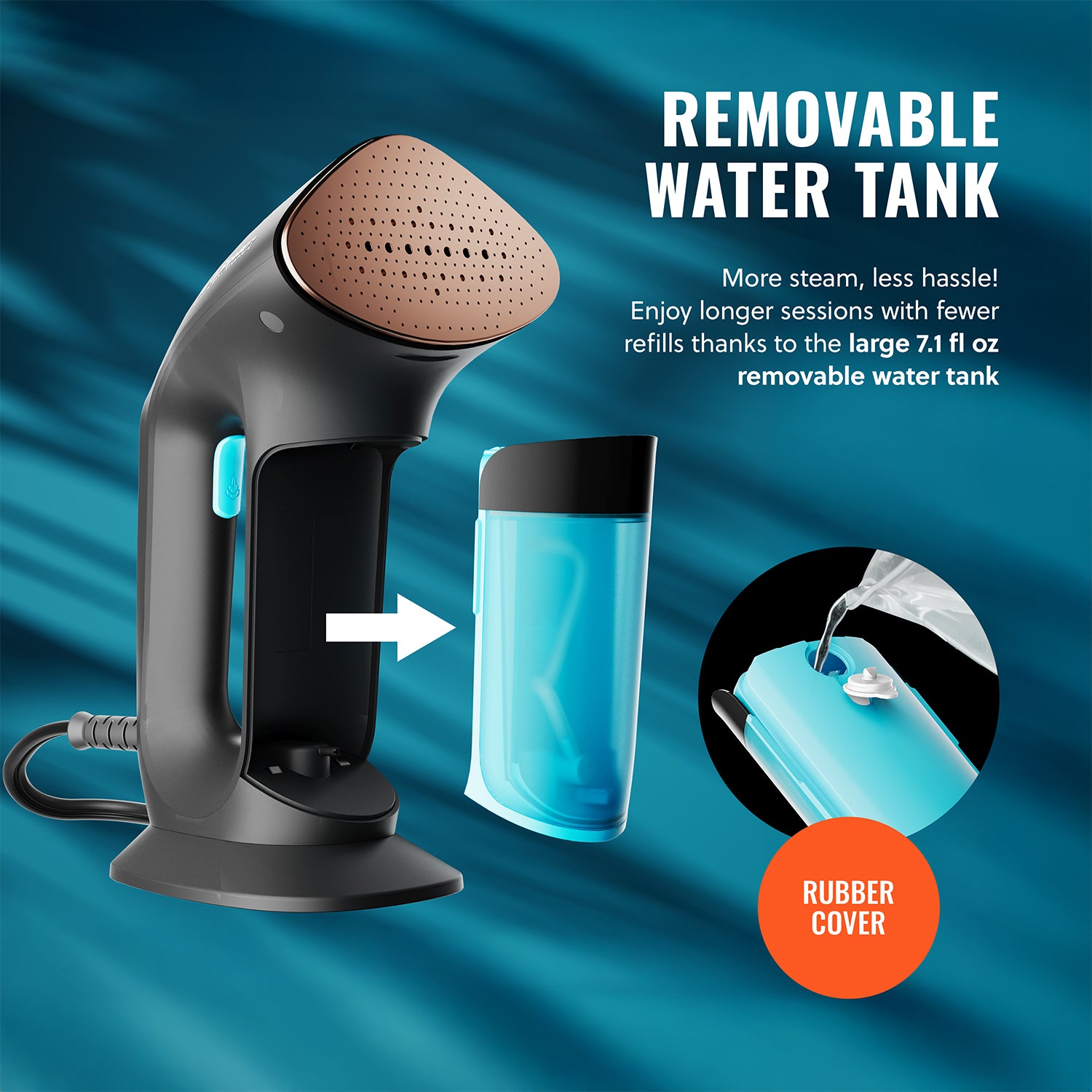 PurSteam Handheld Garment Steamer for Clothes – Powerful Wrinkle Remover with 3 Steam Settings, Large Removable Water Tank, and Fast Heat-Up – Portable Fabric Steamer for Home & Travel